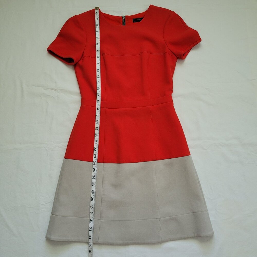BCBGMAXAZRIA Red Colorblock Hannah Fit and Flare Dress Womens 4 Preppy Office - Picture 6 of 12